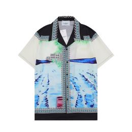 Fashion Designer Hawaii Beach Casual Shirt Set Summer Men's Business Shirt Short Sleeve Top Loose Shirt Asian size M-XXXL A37