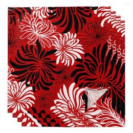 Table Napkin Red Chrysanthemum Texture Retro Cloth Decor Dinner Towel For Kitchen Plates Mat Reusable Wedding Decoration