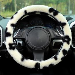 Steering Wheel Covers Universal Car Cover Anti-slip Plush Black White Warm Thicken Steering-wheel Auto Interior Accessories