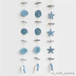 Garden Decorations Studio Props Wall Hanging Hand Made Mediterranean Hung Fish Decor Hang Wood Marine for Home Decoration R230613