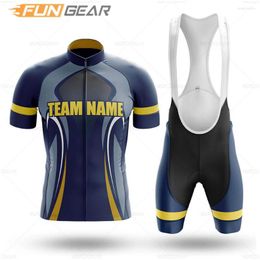 Racing Sets Club Team Cycling Clothing Custom Logo Short Sleeve Jersey Set MTB Designated Name Uniform With Tights Summer Suit