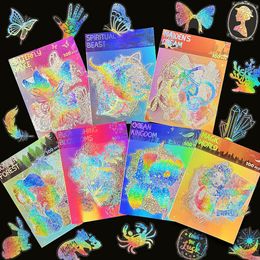 Kids Toy Stickers 100pcs Cute Cartoon Anime Laser Holographic Aesthetic Butterfly Decal Scrapbook Laptop Phone Car Funny Sticker for Girl 230613