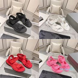 2023-Designer Sandals Women Slippers Summer Flat Sandal Loop Straps Rubber Waterproof Hollow Out Slides Leather Pool Slipper