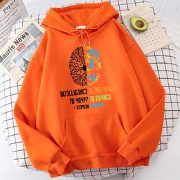 Men's Hoodies Intelligence Is The Ability To Adapt Change Male Hoodie Classic Chic Streetwear Soft Quality Daily Casual Clothing