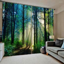 Curtain Window Treatment 3D Curtains Living Room Forest Landscape For Kids Kitchen Door