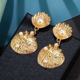 Sea Shell Earrings For Women Gold Colour Pendant Dangle Earring Femal Beach Summer Jewellery R230613