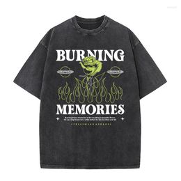 Men's T Shirts Burning Memories Beautiful Flower T-Shirts Mens Streetwear Oversized Summer O-Neck Tops Cotton Tee Clothes Short Sleeve