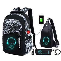 Backpacks Luminous Kids School Backpack Boys Waterproof Durable School Bags for Boy High School Students Bookbag Mochilas Escolares 230612