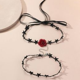 Choker 2PCS Gothic Black Velvet Star Flower For Women Punk Short Necklace Collar Torques Vintage Neck Jewellery Chocker