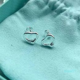 S925 sterling silver love heart designer stud earrings for women girls shining bling diamond crystal earings earring ear rings