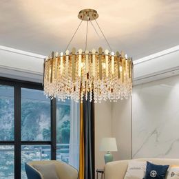 Luxury Gold Chandelier for Living Room Modern Pendant Lamps LED Bedroom Crystal Hanging Light Fixture Dining room Kitchen Island Home Decor