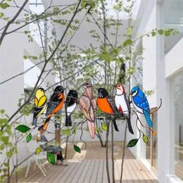 Garden Decorations Colored Window Bird Wind Chime Tropical Bird Hanging Decorations Family Door Crafts Home Accessories