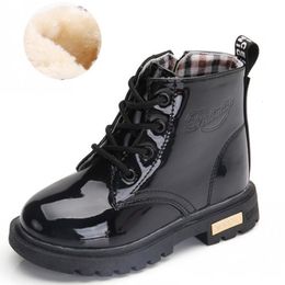 Boots Winter Children Shoes PU Leather Waterproof Short Kids Snow Brand Girls Boys Rubber Fashion Sneakers 230613