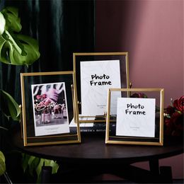 Frames Nordic Gold Black Metal Painting Picture Poster Frame DIY Wall P o Cube Creative Family Decorative 230613