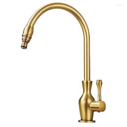 Kitchen Faucets Amtique Cold Water Only Faucet Copper Antique Style Taps 360 Swivel Balcony Outdoor Sink