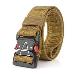 Men039s Tactical Belts Heavy Duty Work Belt QuickRelease Webbing Nylon Belts with Metal Buckle for Outdoor Sports Travel Hikin4213293F