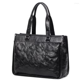 Briefcases Large Capacity Men's Briefcase Real Leather Men Bag Big Handbag 15.6 Inch Laptop Computer Business Travel Totes