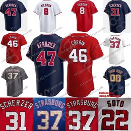 Custom S-4XL Washington Baseball jerseys Howie Kendrick Max Scherzer Victor Robles Ryan Zimmerman Stephen Strasburg Turner jersey