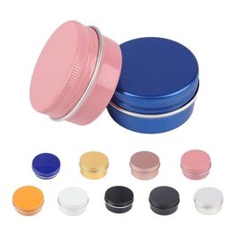 Colorful Aluminum Case Round Lip Balm Tin Storage Jar Containers with Screw Cap for Lip Balm, Cosmetic, Candles or Tea 9 Colors Lfbgu