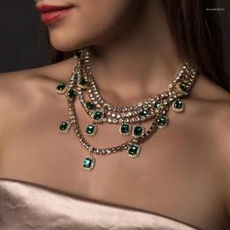 Choker Shiny Rhinestone Multilayer Chain Necklace Jewellery For Women Party Show Ladys' Evening Dress Statement