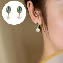 Stud Earrings Icnway Natural 7.5-8mm About Round High Light White Freshwater Pearl 14kgp Abalone Shell S925 One Pair