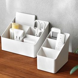 Storage Boxes Bins Dormitory Living Room Desktop Plastic Office Cosmetic Finishing Box Remote Multifunction Make Up Organizer 230613