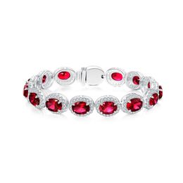 2023 Fashion Jewellery Red 6.5ct Oval Zircon Tennis Bracelets Rhodium Plated Silver Bracelet