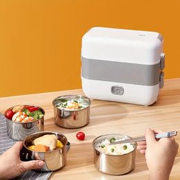 1pc US Plug Electric Lunch Box, Insulated Can Be Plugged In Electric Heating Self-heating Steaming Rice Cooker For Office Worker, Portable Mini Rice Cooker Steamer