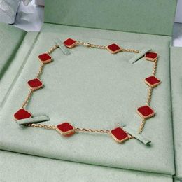 Designer-Halskette, modische Halskette, elegante Halskette mit zehn Kleeblättern, klassische Halsketten, Geschenk für Frau, Schmuckanhänger, hochwertig, 7 Farben