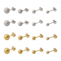 Stud Earrings PandaHall 16Pairs 304 Stainless Steel Textured Ball For Women 16-20x4-8mm