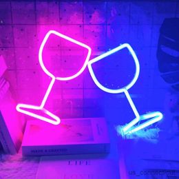 LED Neon Sign LED Neon Signs Wine Glass Lights Wine Glass Shaped Neon Lights Club Home Bar Wedding Birthday Decor Neon Lamp R230613