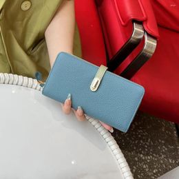 Portafogli Portafoglio lungo da donna Vera pelle di mucca Litchi Grana Modello Borsa per telefono Borsa da donna con pochette Porta carte di moda coreana