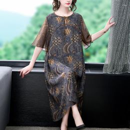 Casual Dresses Large Size Vintage Rayon Dress 2023 Spring And Summer Loose Temperament Improved Chinese Style Cheongsam Long Skirt Female