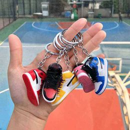 Creative 3d Mini Basketball Shoes Stereoscopic Model Keychains Sneakers Enthusiast Souvenirs Keyring Car Backpack Pendant Y220413