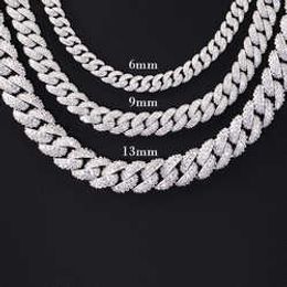 necklace moissanite chain Full Ice out Cuban Chain 2rows 925 Solid Silver Cuban Link Chain Mans Hip Hop