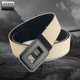 Belts Hollowed Out Rotary Buckle Double-side Polyester Leisure Elastic Belt Hunting Tactics Men Fashion Outdoor Waistband