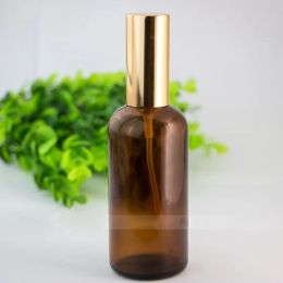 Top Amber Glass Perfume Bottles 100ml Empty Atomizer Makeup Spray Bottle 100 ml With Black Silver Gold Cap 280Pcs/Carton Free DHL
