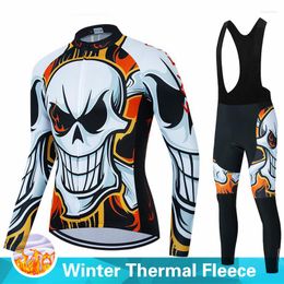 Racing Sets 2023 Winter Ropa Ciclismo Cycling Clothes Men's Thermal Fleece Jersey Suit Outdoor Riding Bike MTB Clothing Bib Pants Set
