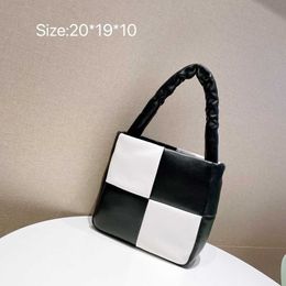 Women's 2022 New Korean Net Red Cowhide Contrast Panel Mother and Child Bag Handheld One Shoulder Underarm Bag 230613