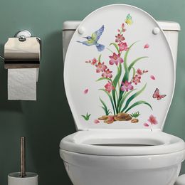 Plants Flowers Birds Wall Sticker Bathroom Toilet Decor Living Room Cabinet Home Decoration Decals Mural