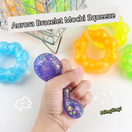 Fidget TPR Squeeze Bracelet Toys Crystal Aurora Hand Stress Relief Toy Bubble Sensory Autism Needs Squishy Anxiety Gift 2111