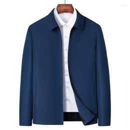 Men's Jackets Autumn Men's Solid Business Casual Middle-aged Turn-down Collar Slim Outerwear Spring Thin Windbreaker Jacket For Men