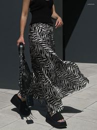 Skirts Tossy Fashion Zebra Printed Maxi Skirt Female Side Split High Waist Summer 2023 Half-skirts Outfits Vintage Long