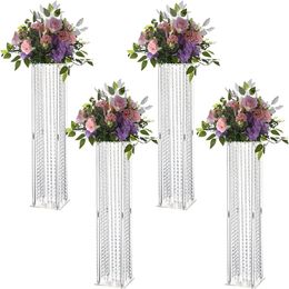 50cm to 120cm)Clear Acrylic Vases Display Pedestals for Wedding Centerpieces Container Flower Stand Hotel Christmas Holiday Decoration D005