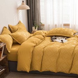 Bedding sets Bonenjoy Yellow Bed Sheet Set QueenKing Size Bed Cover Sets Single funda nordica cama 150 Brushed Bed Linen Bedding Sets Double Z0612