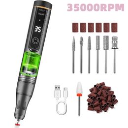 Nail Art Kits 35000RPM Cordless Drill Machine For Gel Polish Electric Sander Rechargeable Manicure Nails Salon Accessories 230613