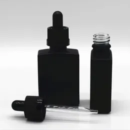 30ml eliquid flat bottle glass e liquid empty mini bottles 30ml matte black rectangular glass bottles Wholesale