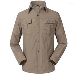 Men's Casual Shirts Mens Shirt Military Breathable Quick Dry Men Tactical Clothing Outdoor Short Long Sleeve Removable