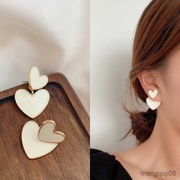 New Fashion Heart Drop Earrings For Women White Double Jewellery Female Earring Girls Gift R230613