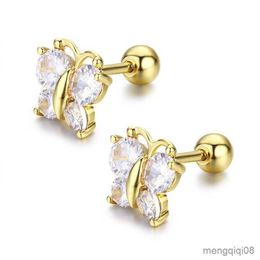 Cute Back Stud Earrings For Women Kids Child Girls Brass Gold Color Jewelry R230613